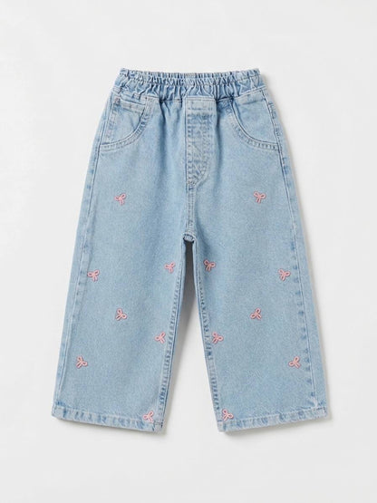 Wide Leg DENIM Pants - Ribbons - 2-7Y