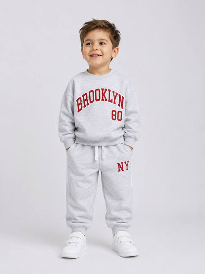 BROOKLYN Fleeced Pants & Sweater Set - 2-7Y