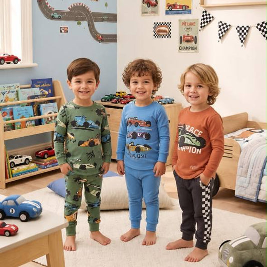 Colorful Cars Pyjamas - Blue/Orange/Green - 1-8Y