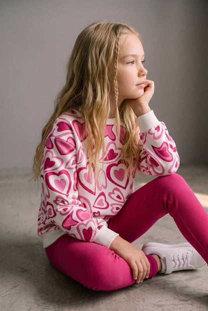 Heartless Legging & Sweater Set - Pink - 3-10Y