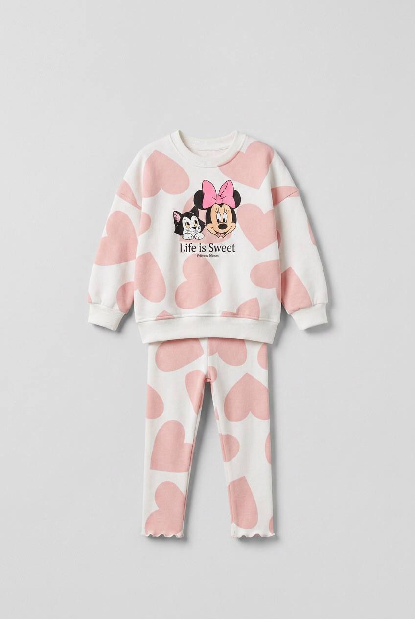 Heartful Minnie Mouse Legging & Sweater Set - 2-8Y