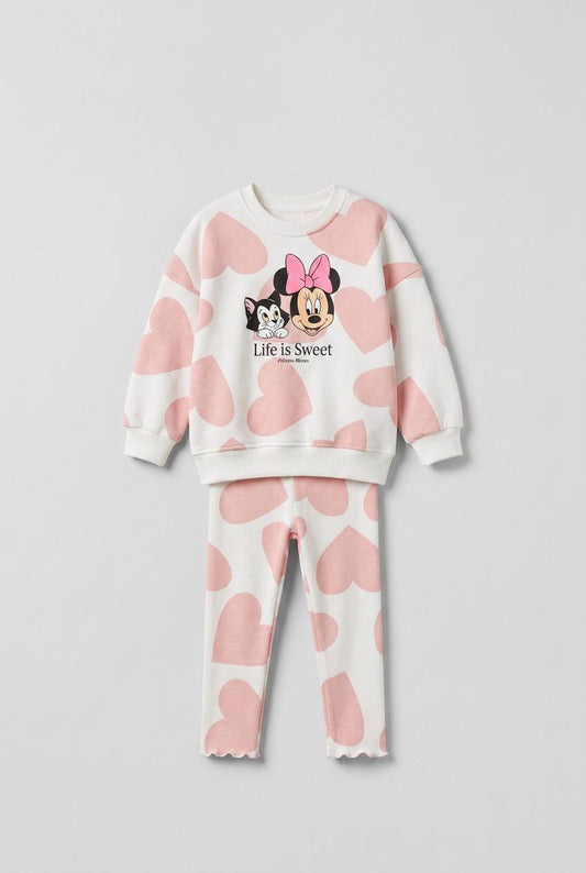 Heartful Minnie Mouse Legging & Sweater Set - 2-8Y