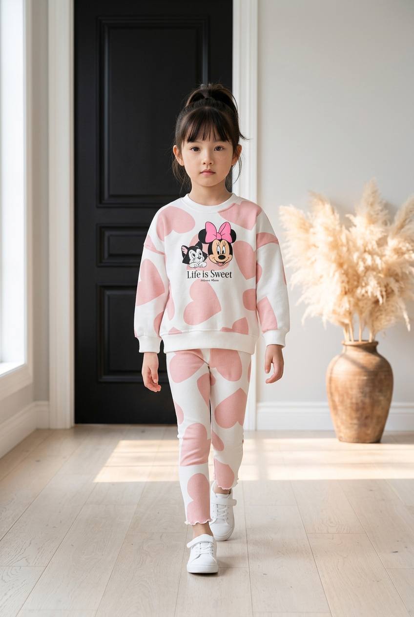 Heartful Minnie Mouse Legging & Sweater Set - 2-8Y