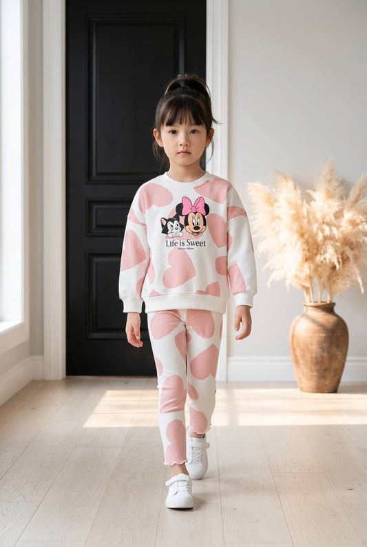 Heartful Minnie Mouse Legging & Sweater Set - 2-8Y