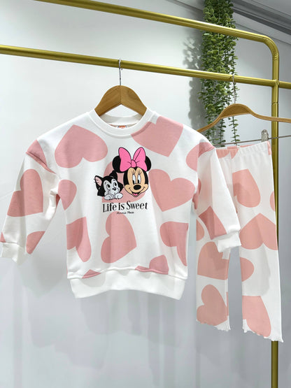 Heartful Minnie Mouse Legging & Sweater Set - 2-8Y