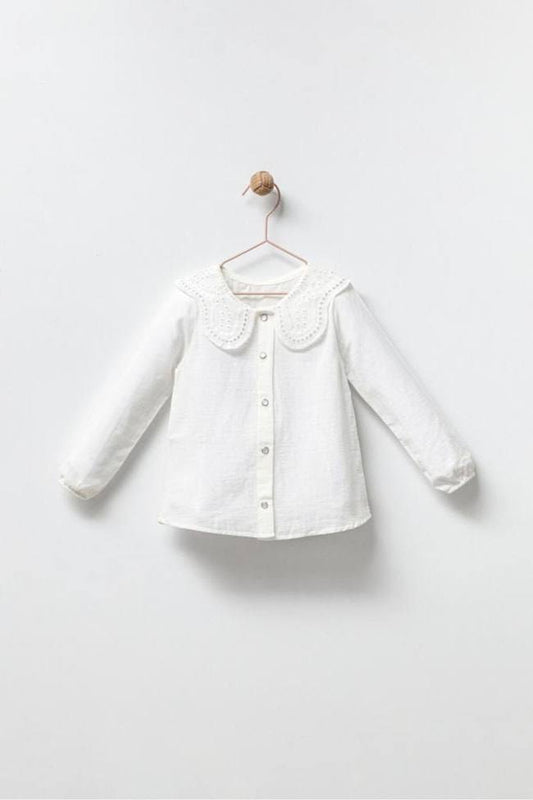 Lace White Long Sleaved Shirt - 5-9Y