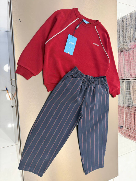 Burgundy Embroidered Set - 2-7Y
