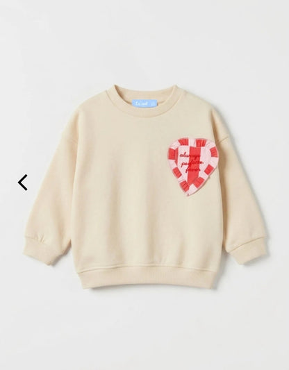 Checkered Heart Fleeced Sweater - 2-7Y