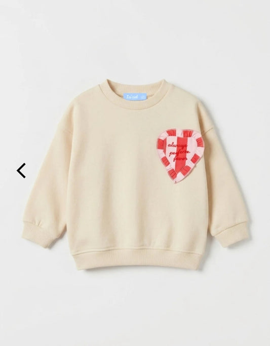 Checkered Heart Fleeced Sweater - 2-7Y