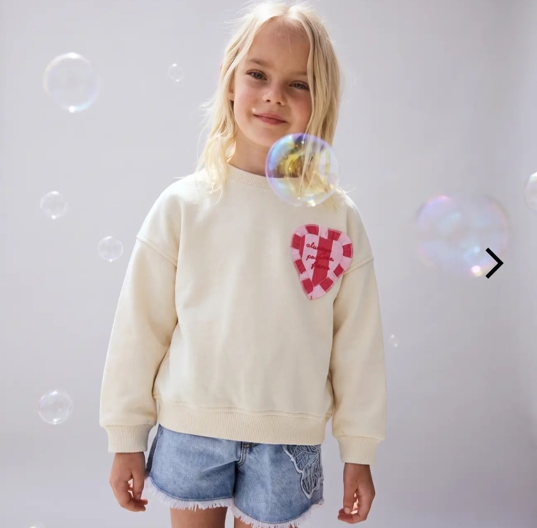 Checkered Heart Fleeced Sweater - 2-7Y