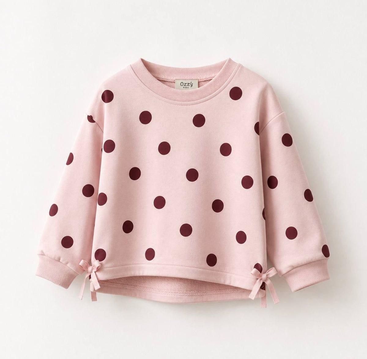 Pink Sweater with Burgundy Dots - 3-8Y