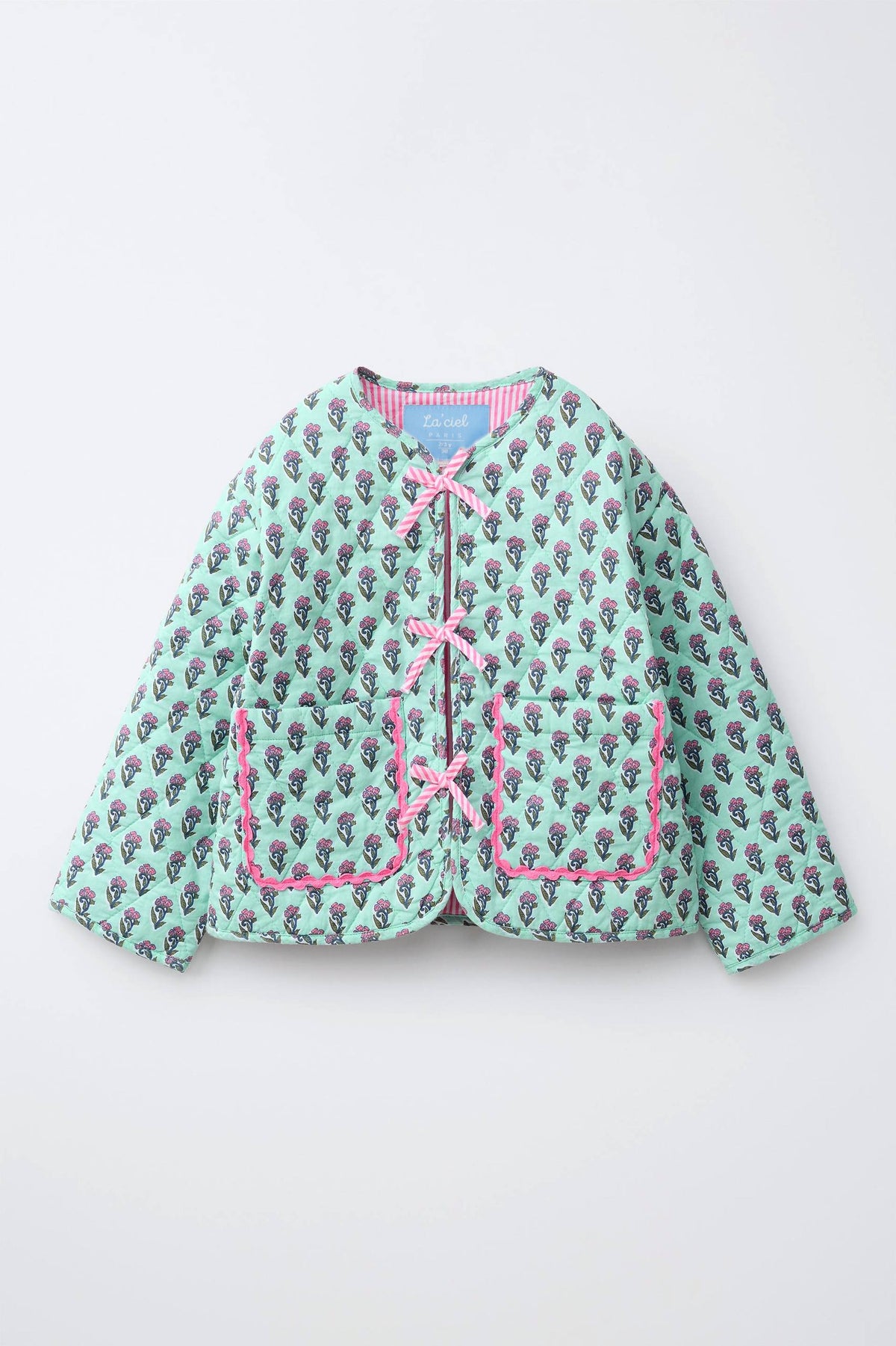 Floral Pattern Quilted Jacket - 2-7Y