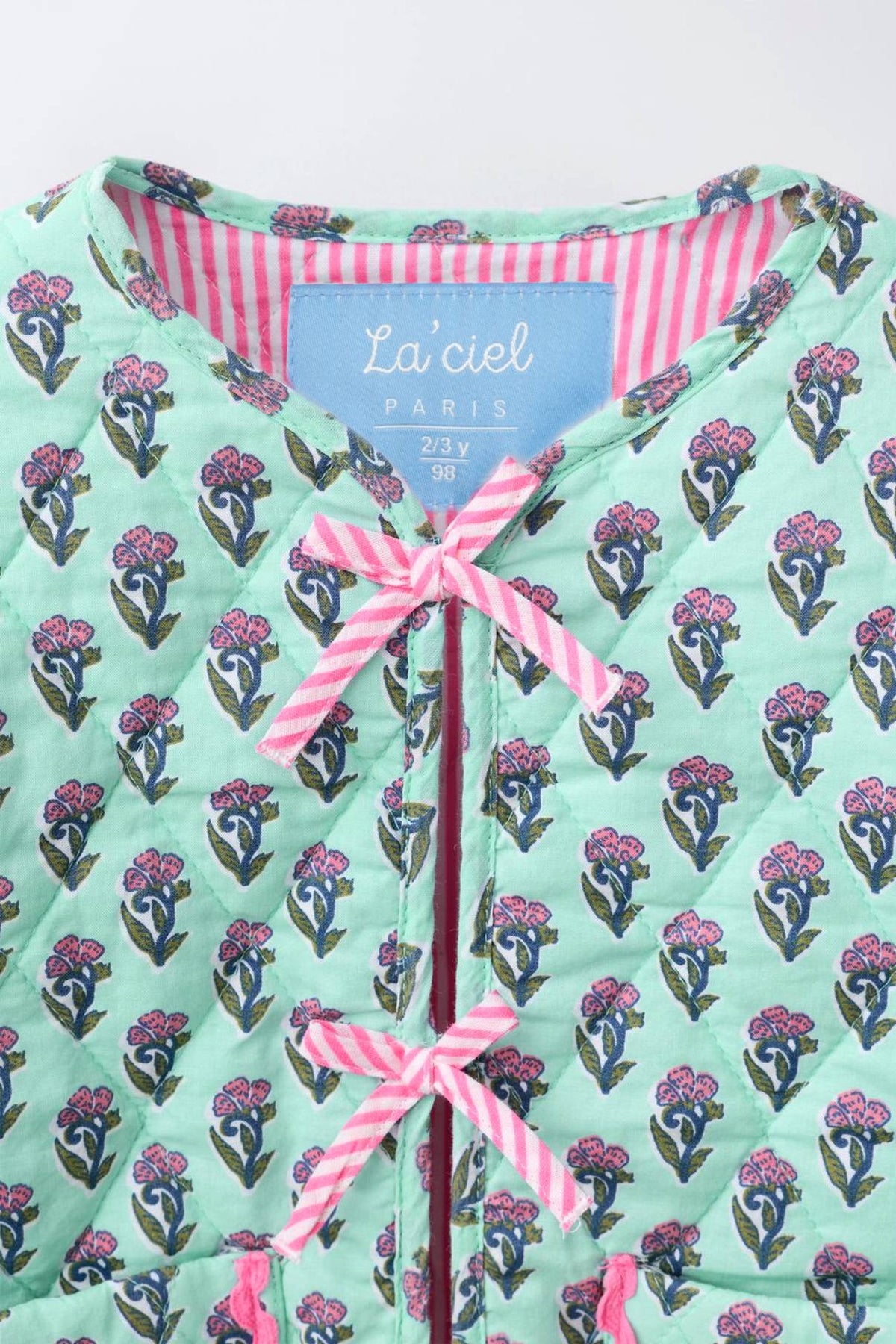 Floral Pattern Quilted Jacket - 2-7Y