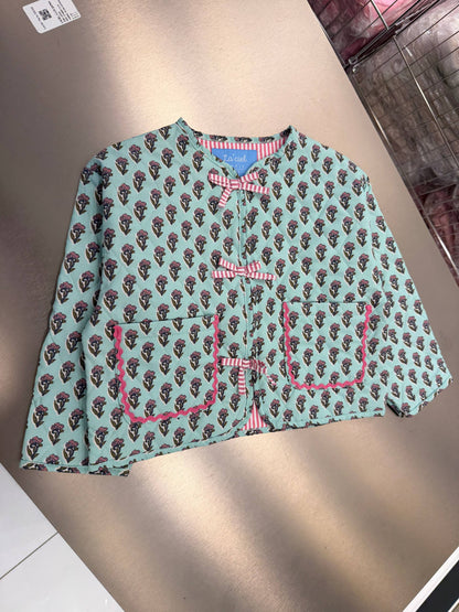 Floral Pattern Quilted Jacket - 2-7Y