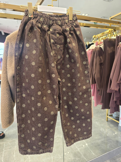 Mocha Teddy Jacket & Polka Cord Pants Set - 2-8Y