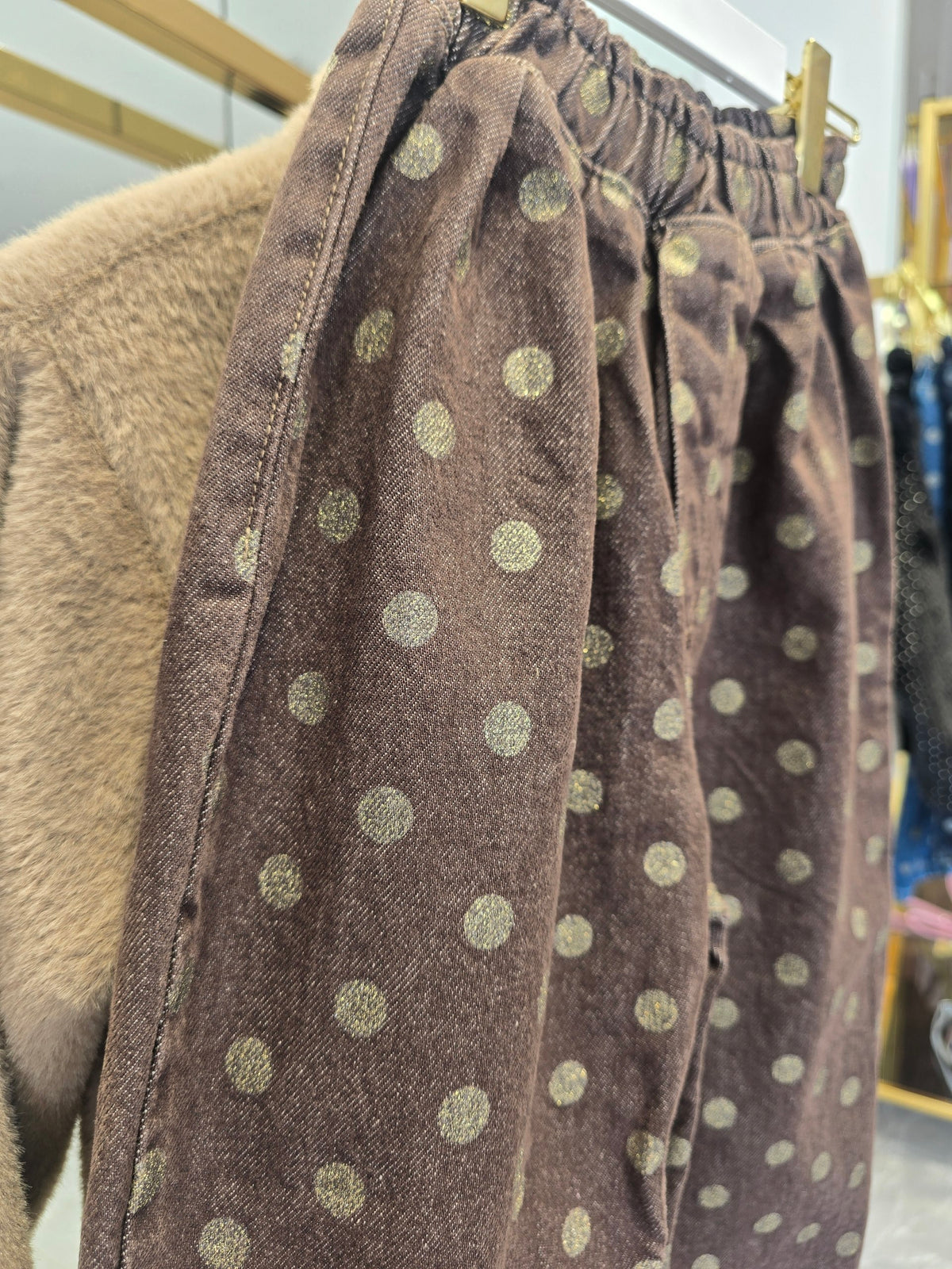 Mocha Teddy Jacket & Polka Cord Pants Set - 2-8Y