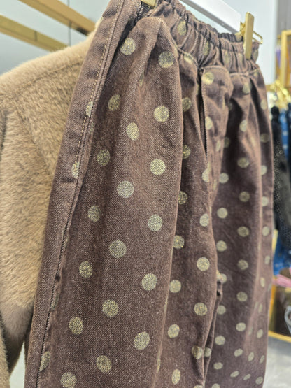 Mocha Teddy Jacket & Polka Cord Pants Set - 2-8Y