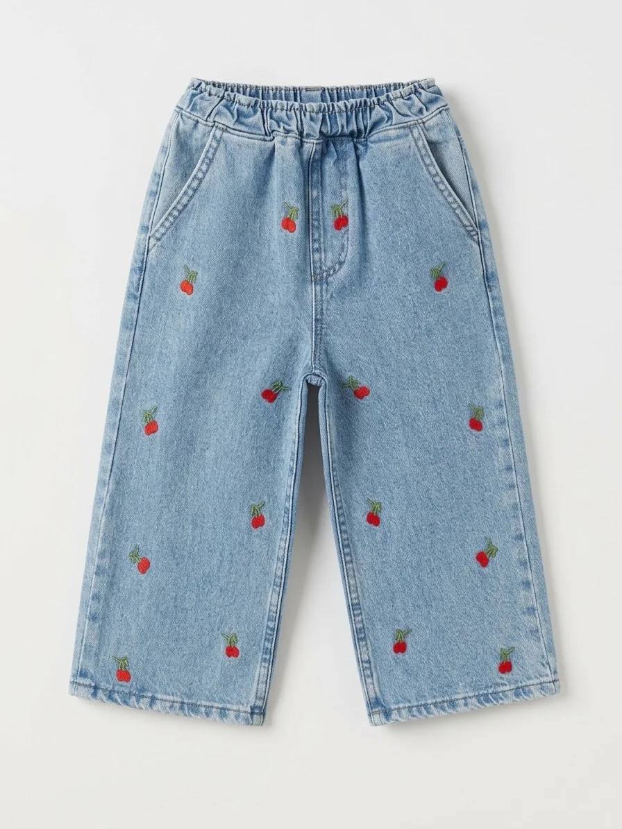 DENIM Wide Leg Pants - Cherry - 2-7Y