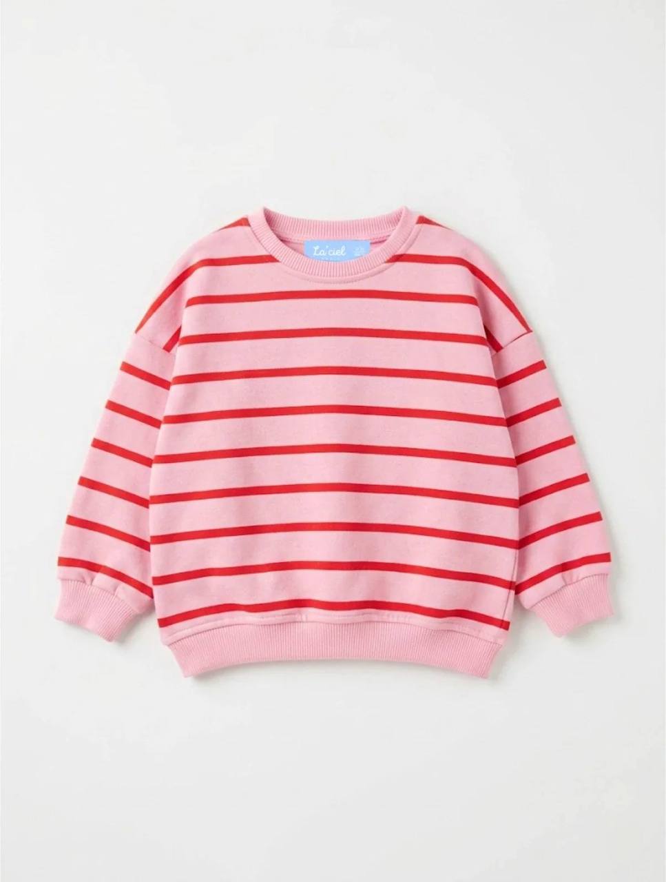 Pink Sweater with Red Stripes - 2-7Y