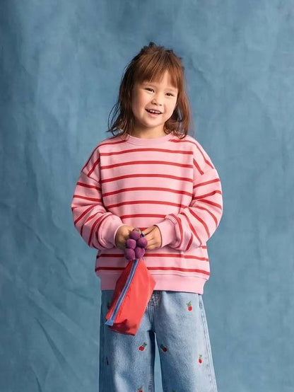 Pink Sweater with Red Stripes - 2-7Y