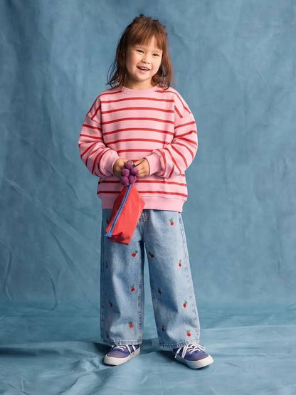 DENIM Wide Leg Pants - Cherry - 2-7Y