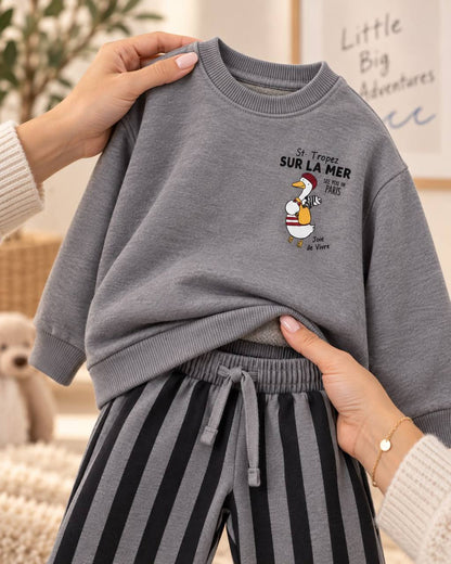 See You in Paris Grey Set - 2-8Y