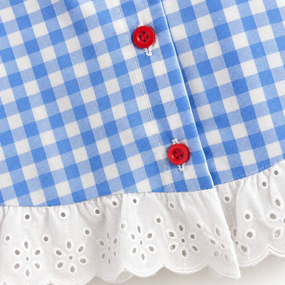 Cherry Checkered Blue Shirt - 3-8Y