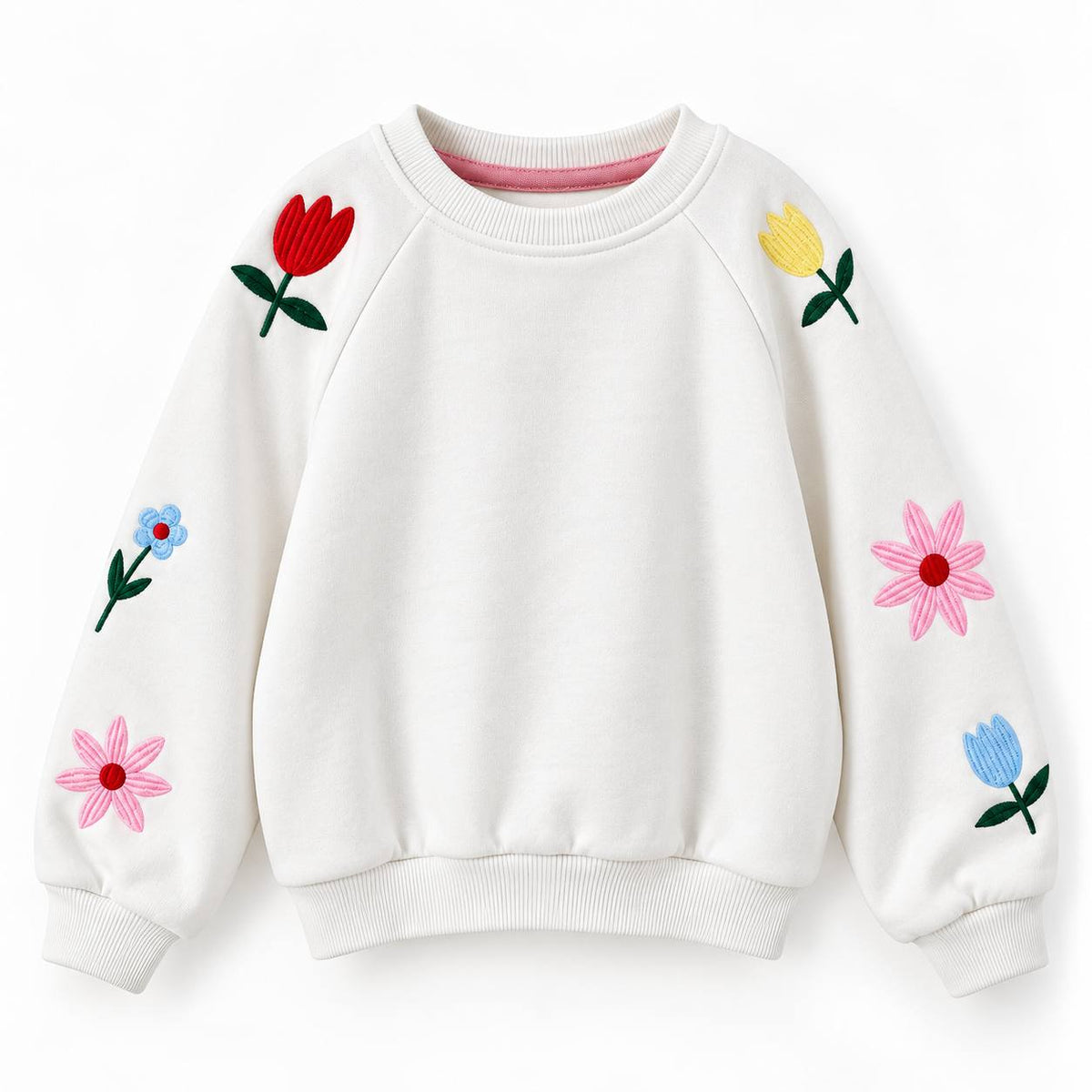 Stitched Floral Sweater - Grey/Yellow/White - 3-8Y