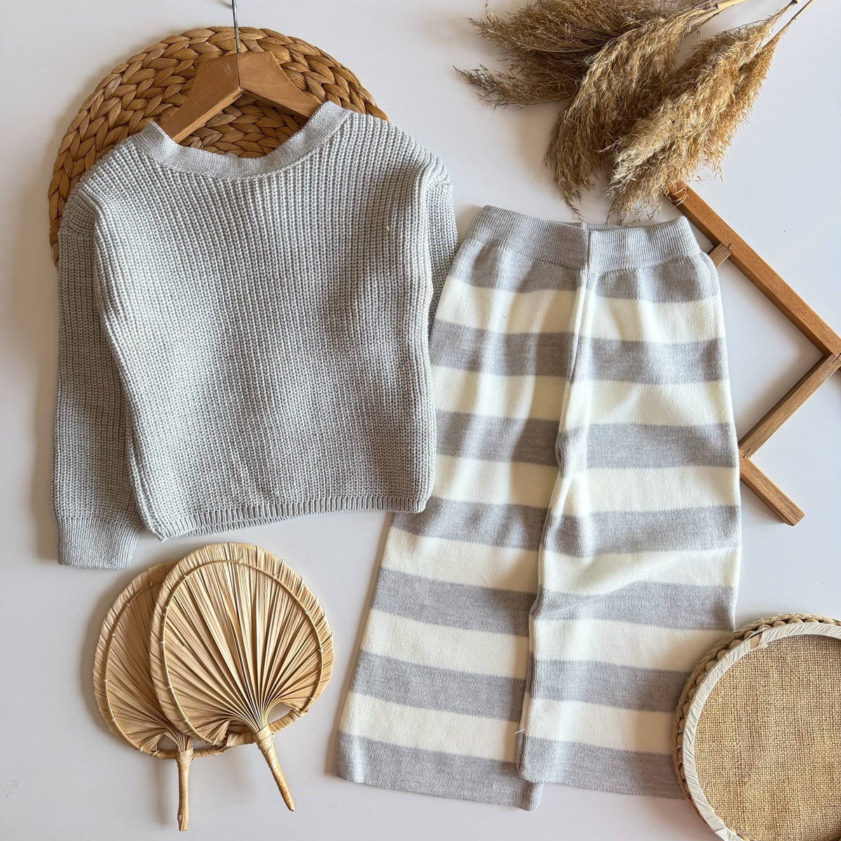 Knitwear Grey Striped Set - 3-10Y