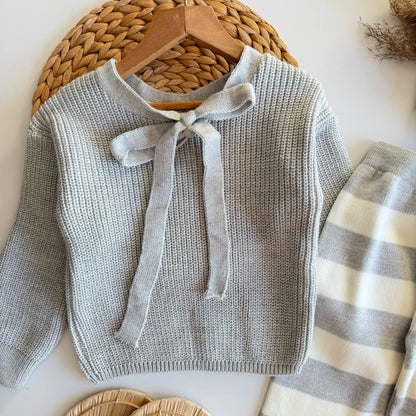 Knitwear Grey Striped Set - 3-10Y