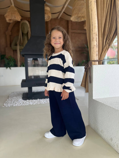 Knitwear Navy Striped Set - 3-10Y