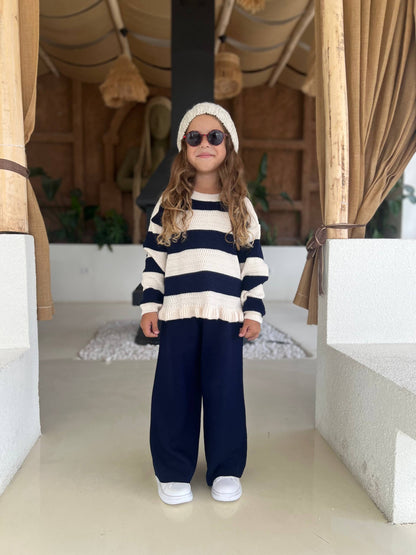 Knitwear Navy Striped Set - 3-10Y