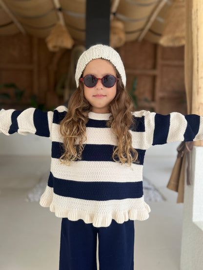 Knitwear Navy Striped Set - 3-10Y