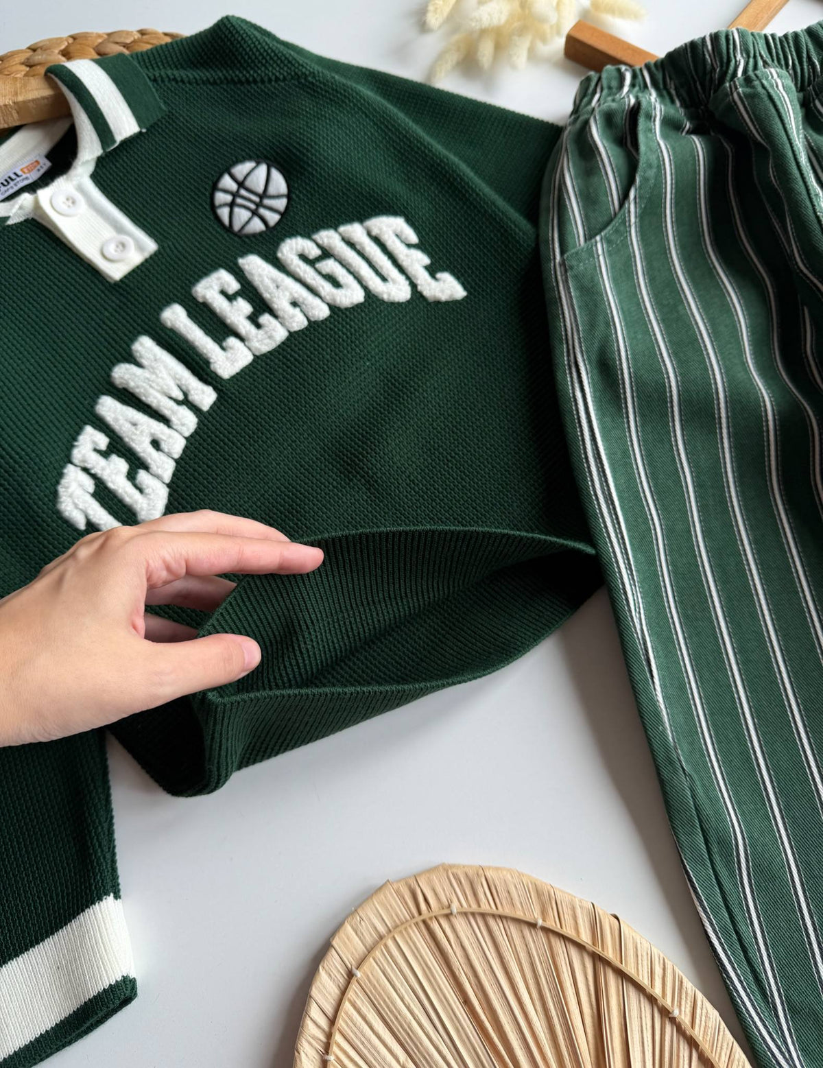 TEAM LEAGUE Knitwear & Denim Striped Set - 3-10Y