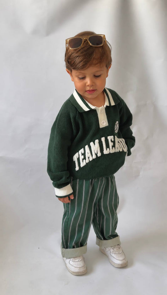 TEAM LEAGUE Knitwear & Denim Striped Set - 3-10Y