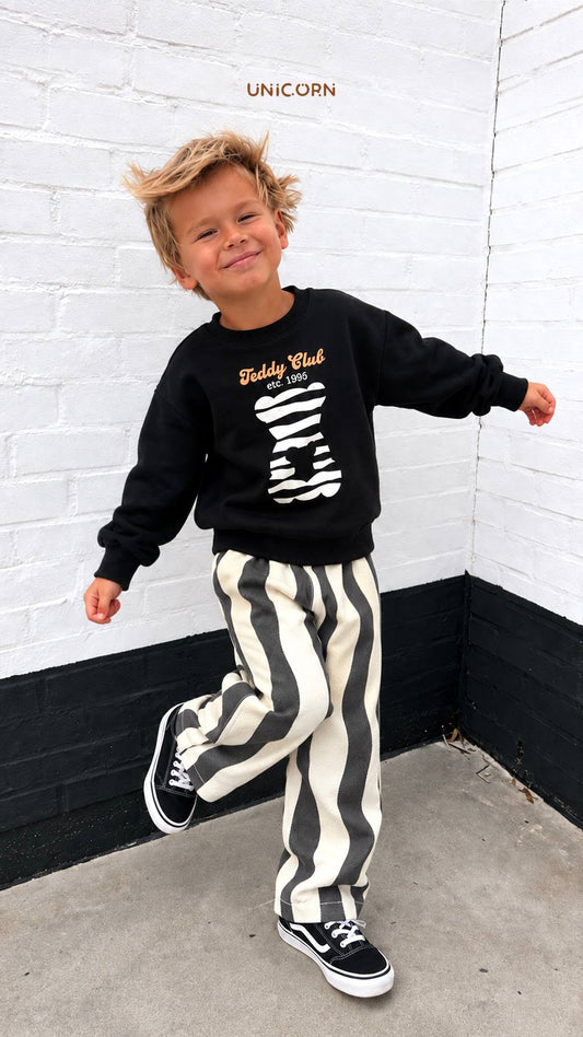 Teddy Bear Black Striped Set - 2-8Y