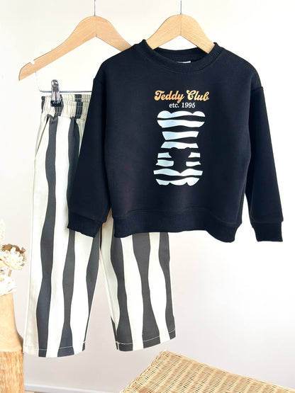 Teddy Bear Black Striped Set - 2-8Y