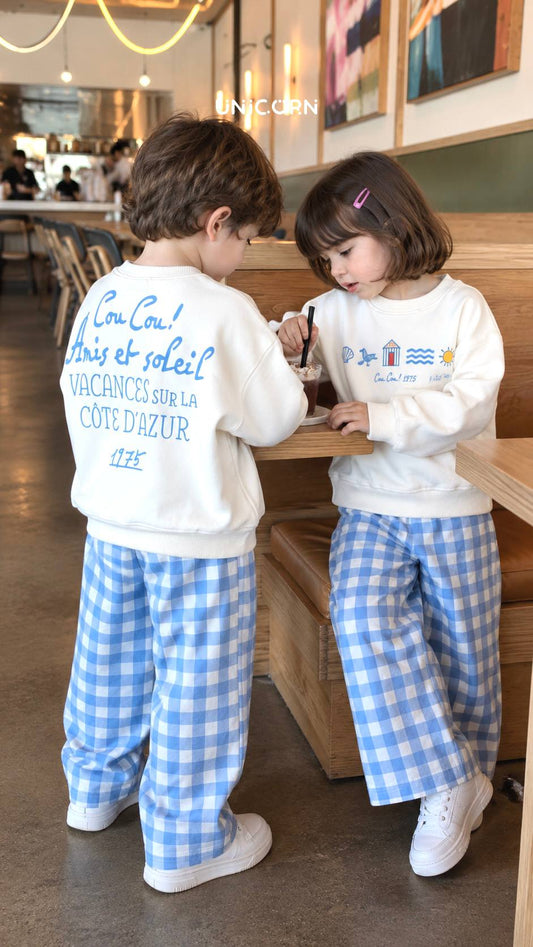 COU COU Checkered Blue Set - 2-8Y