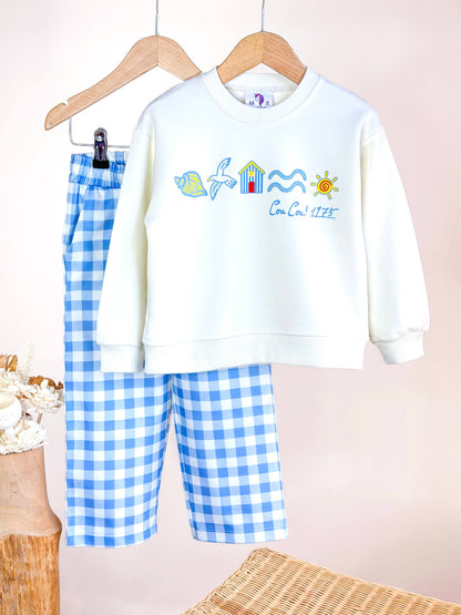 COU COU Checkered Blue Set - 2-8Y