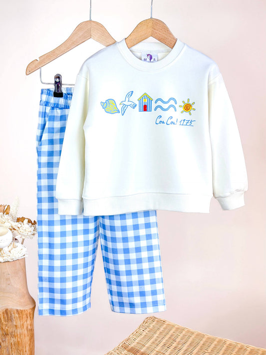 COU COU Checkered Blue Set - 2-8Y