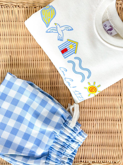 COU COU Checkered Blue Set - 2-8Y