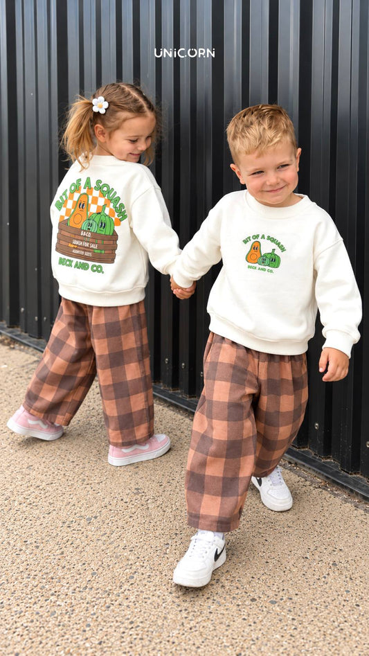 SQUASH Checkered Brown Set - 2-8Y