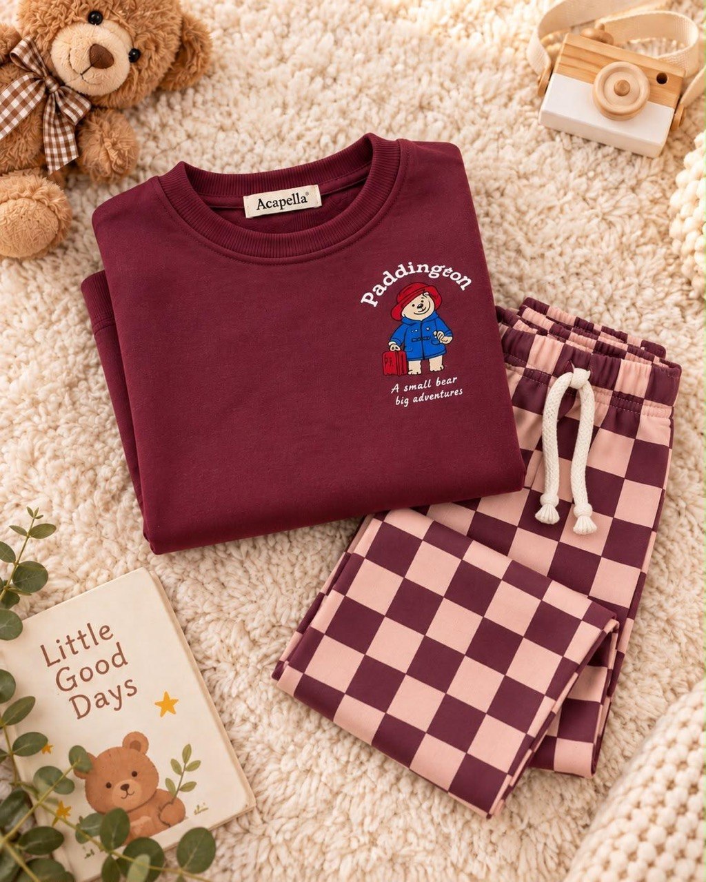 Paddington Ruby Purple Checkered Set - 2-8Y