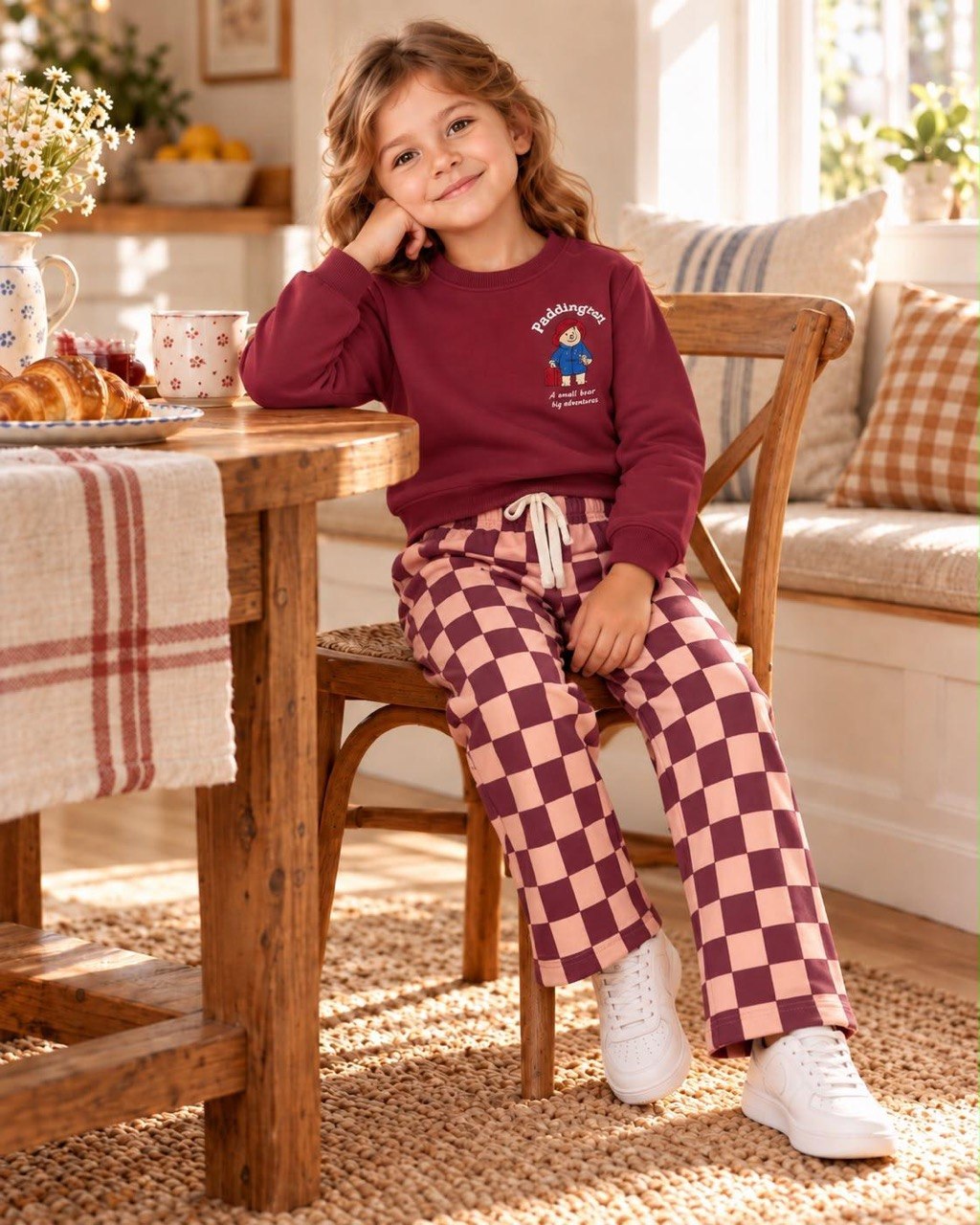 Paddington Ruby Purple Checkered Set - 2-8Y