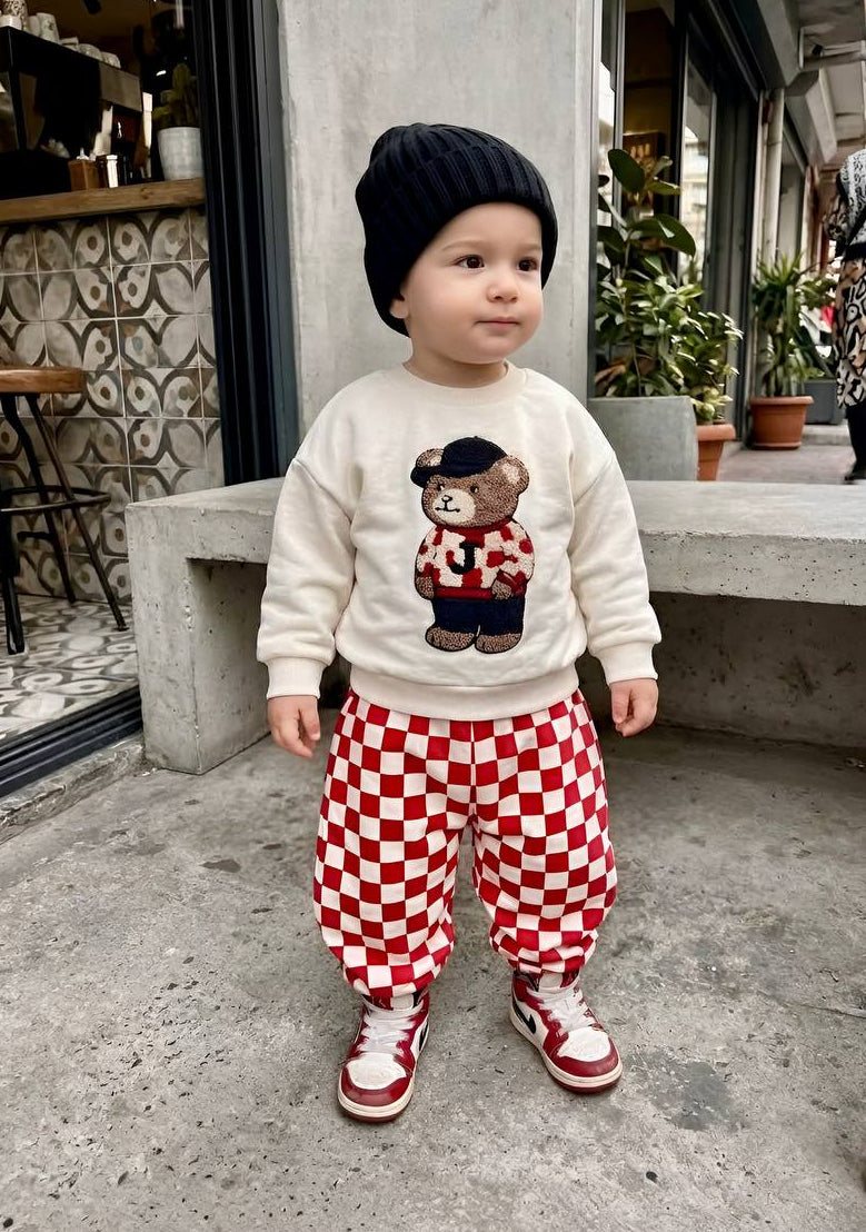 Teddy Bear Checkered Baby Set - 6M-3Y