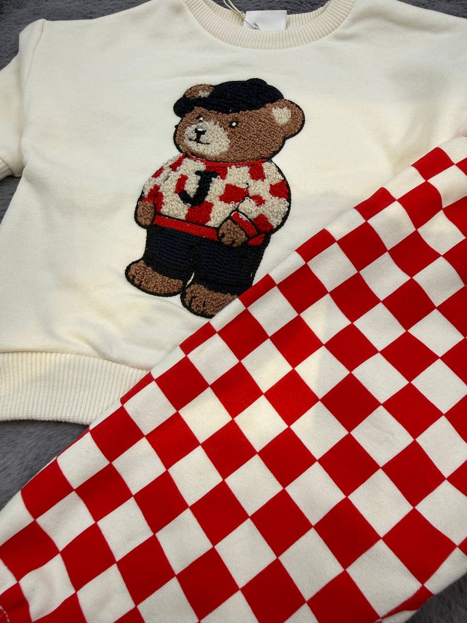 Teddy Bear Checkered Baby Set - 6M-3Y
