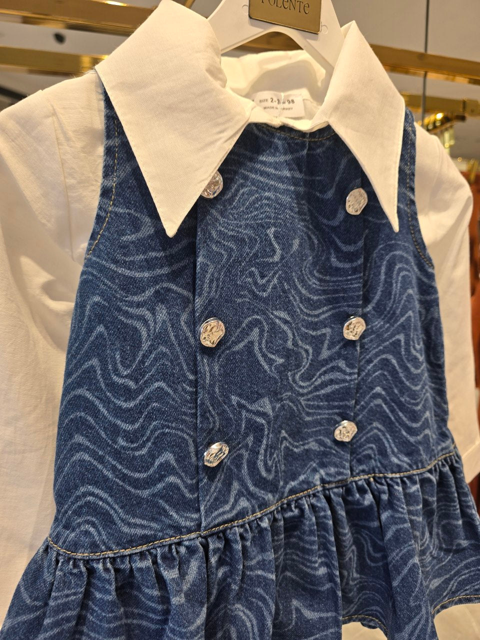 Little Parisian Chic Shirt & Denim Dress - 2-8Y