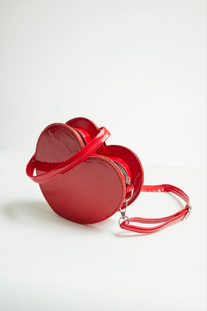 Glossy Red Heart Purse
