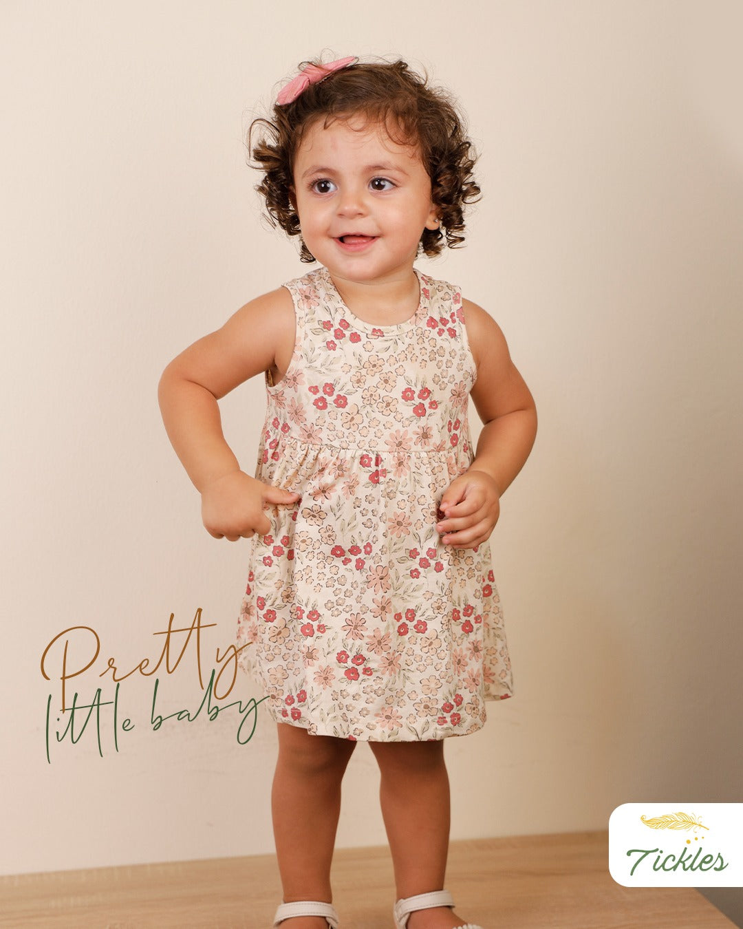 Sleeveless Printed Baby Dress 3-24M