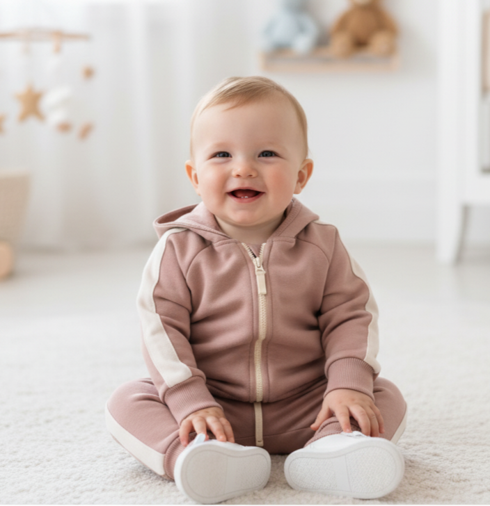 Fleeced Hoodie and Jogger Set - Pink/Blue/Purple - 3-24M